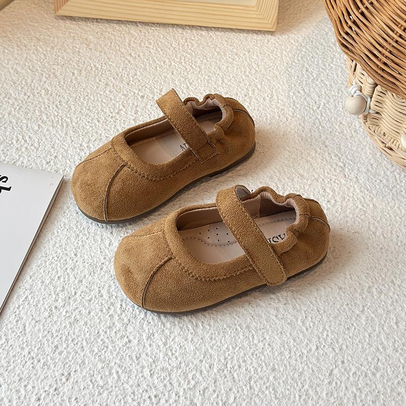 Baby Walking Shoes Non-slip Soild Color Girls Flats Round Toes Hook&loop 2025 New Kids Leather Shoes Moccasins Ins soft sole