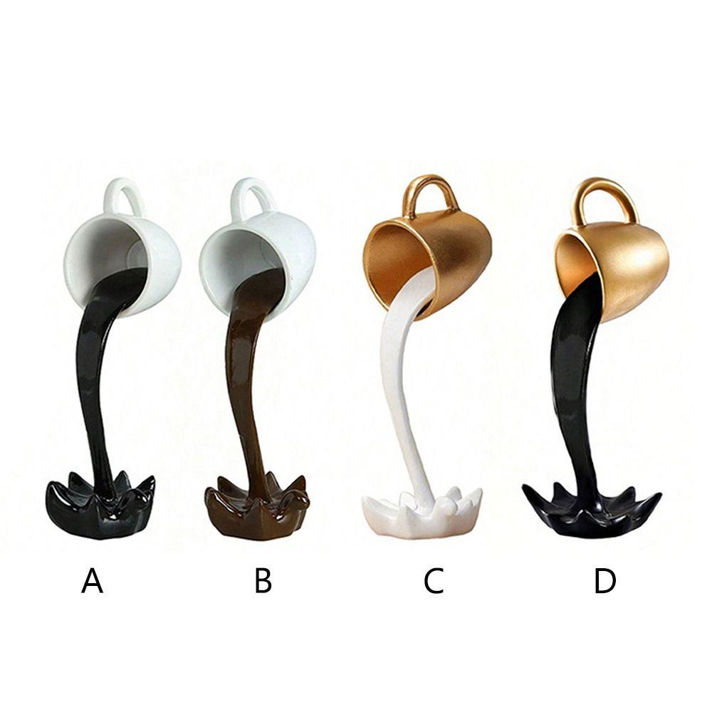 Coffee Cup Ornament Pouring Liquid Coffee Mug Resin Floating Spilling Coffee Cup  for Coffee Lover