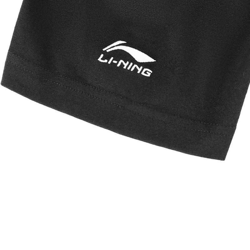 Li-Ning Minimalist Dazzling Stars Short Sleeve Solid Color Fashion Comfortable Shorts Casual Sports Suit Unisex Sports Suit Black AHSU969-2+YAPV001-1