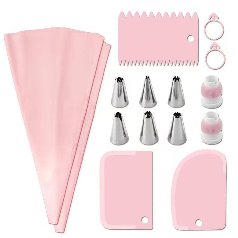 15-Piece Stainless Steel Icing Nozzle Set with Cake Icing Bag