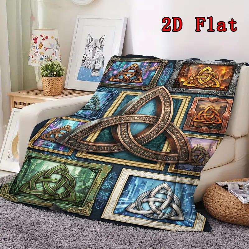 Trinity Symbols Art 2D Flat Pattern Flannel Blanket, High quality All Seasons, Home Decor, Warmth and Comfort, Perfect for Christmas Gifts.