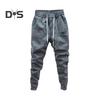 Men Cargo Pants Loose Ankle-banded Drawstring Elastic Waist Solid Color Multi Pockets Fitness Streetwear Outdoor Travel Sport Trousers