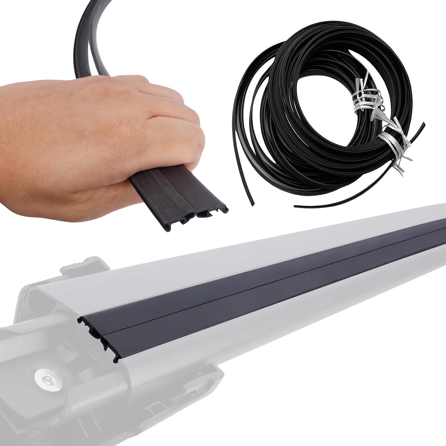 

2 шт. Резиновая полоса для поперечины багажника на крыше автомобиля 53 дюйма, Быстрый доступ, Уплотнительные полосы для Т-образного паза, Герметик для шумоизоляции, Уплотнение края лобового стекла, 2Pcs