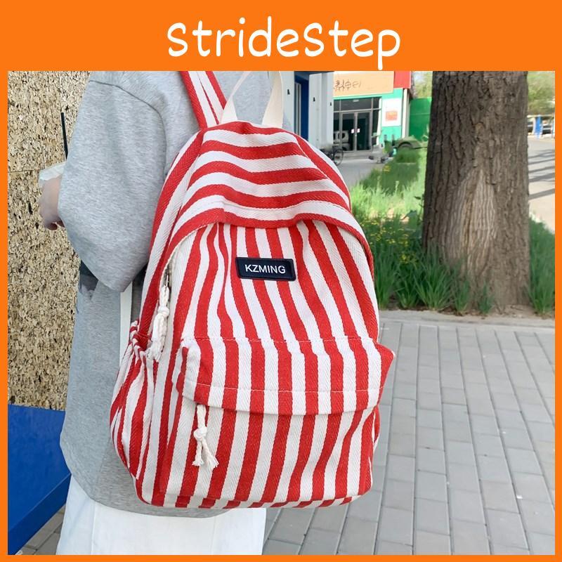 Pattern Fashionable Striped Student Canvas Backpack For Casual Use Daily