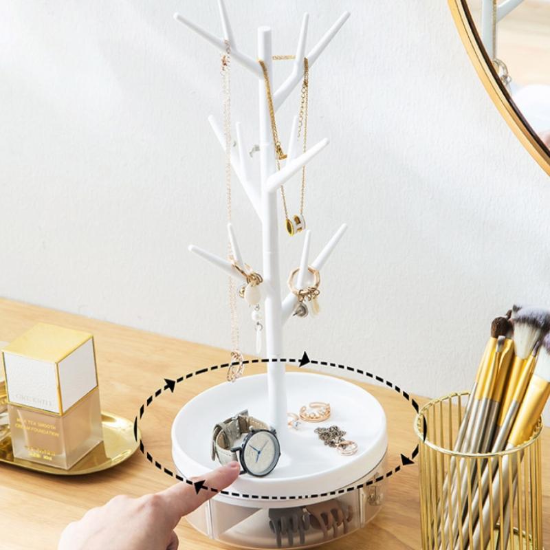 1pc Rotating Jewelry Storage Rack, Earring Necklace Storage, Dressing Table Storage, Display Rack, Multi-purpose Storage Rack