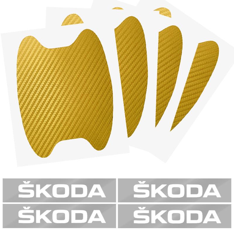 

8 шт. Наклейка на дверь автомобиля Углеродное волокно Царапины Авто Защитная пленка на ручку для Skoda Superb Octavia Kodiaq Yeti Rapid Karoq Fabia Kamiq Enyaq Vis yellow white