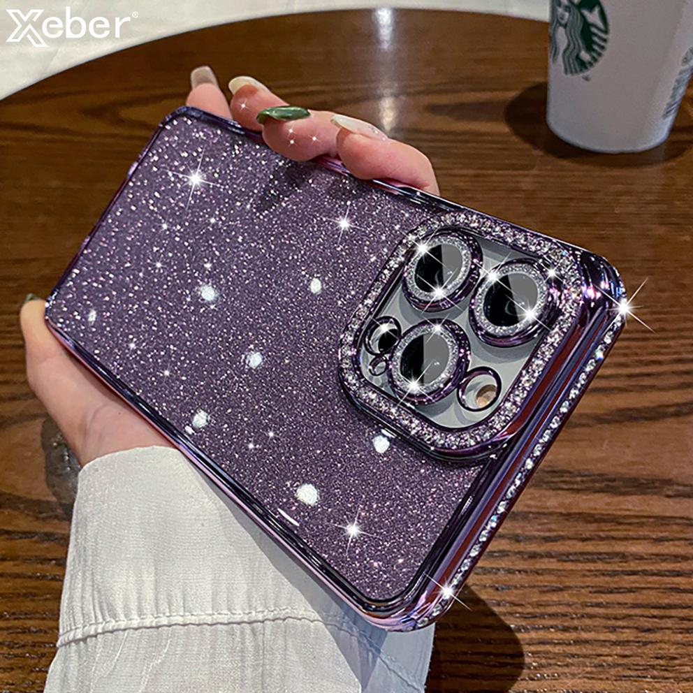 Luxury Plating Bling Glitter Diamond Rhinestone Case For iPhone 16 15 14 Pro Max 13 12 11 X XS 8 Plus Soft Silicone Clear Cover