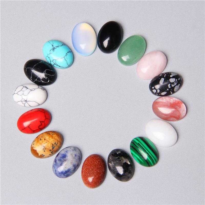 5pc Natural Stone Cabochon Oval Charm Egg Shape Flatback Stone Loose Cabochon for DIY Jewerly Ring Necklace Bracelet Accessories