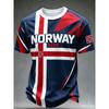 New Norway Flag Soccer Jersey Print Short Sleeve Crew Neck T Shirt Flat Printing Sleeve Sports Training Casual Fan Top