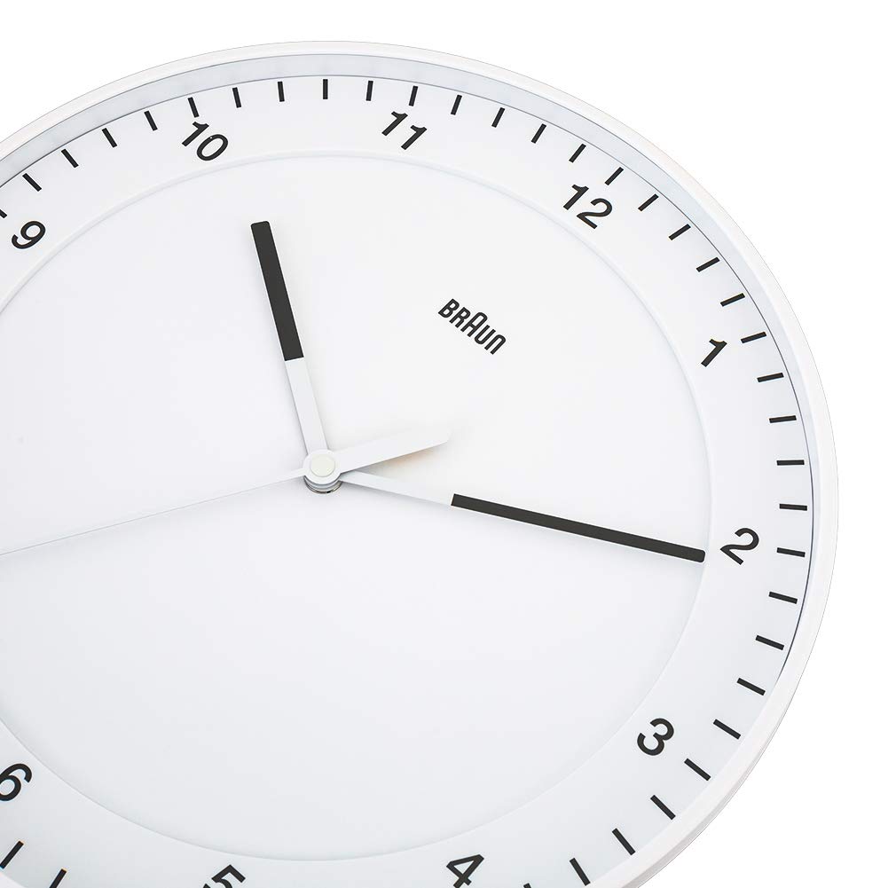 BRAUN BC17W White Classic Large Analogue Wall Clock, Analog Wall Clock, Brand Name, Interior Design [Parallel Import]