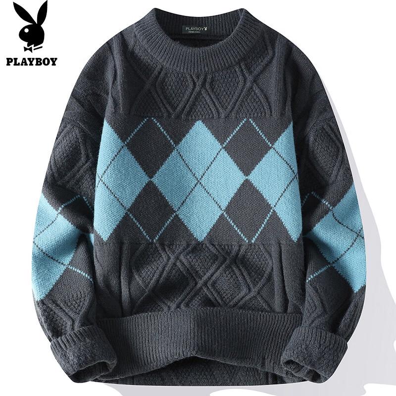 Playboy Men's Casual Thick Knit Pullover Sweater