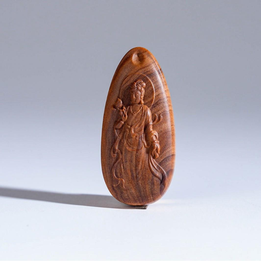 Sandalwood Lotus Guanyin Pendant Necklace Ornament No cord included (contact for cord)