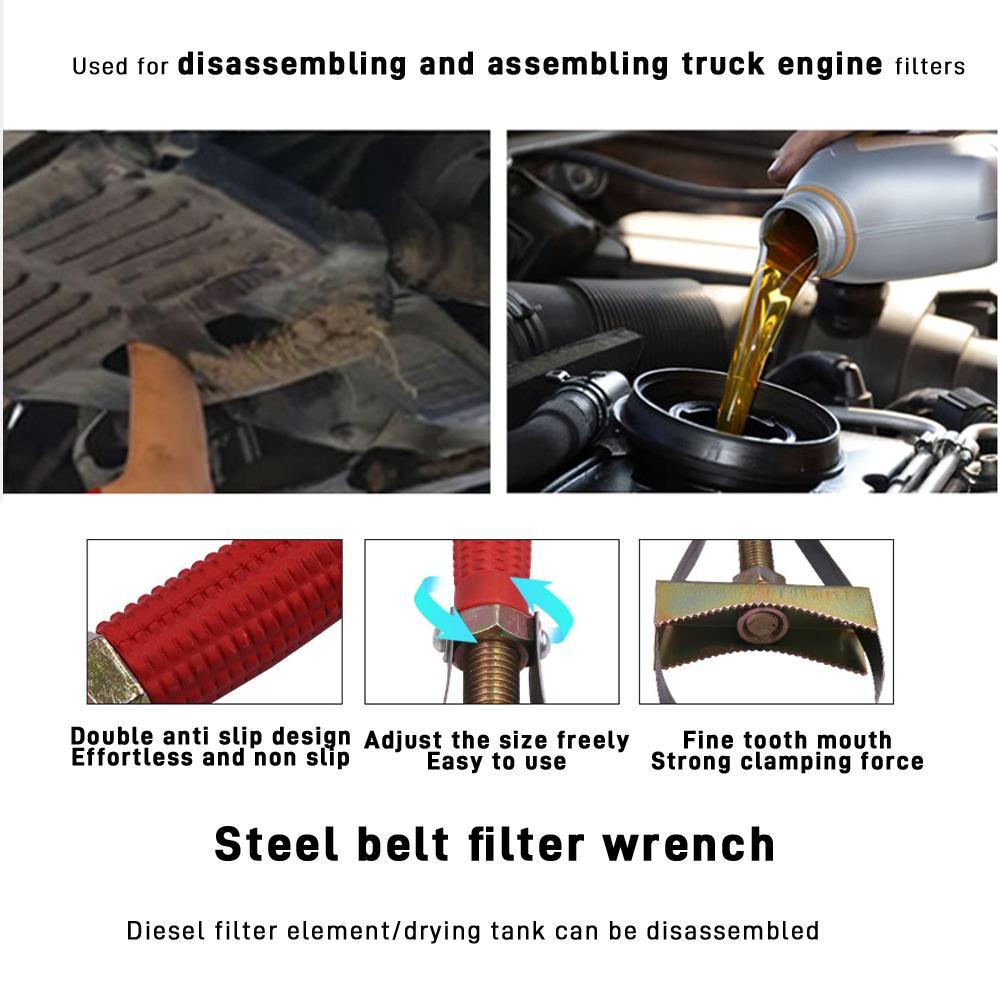 Oil filter wrench Filter oil change disassembly tool Adjustable ingot type automotive oil grid steel belt wrench