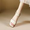 Sandalias de punta cuadrada para mujer, zapatos de tacón medio grueso, Punta abierta, cómodos, combinan con todo, moda, verano,