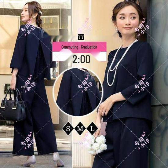 

Japan-Korea Fashion Ensemble: Round Neck Top + Suit Pants Medium