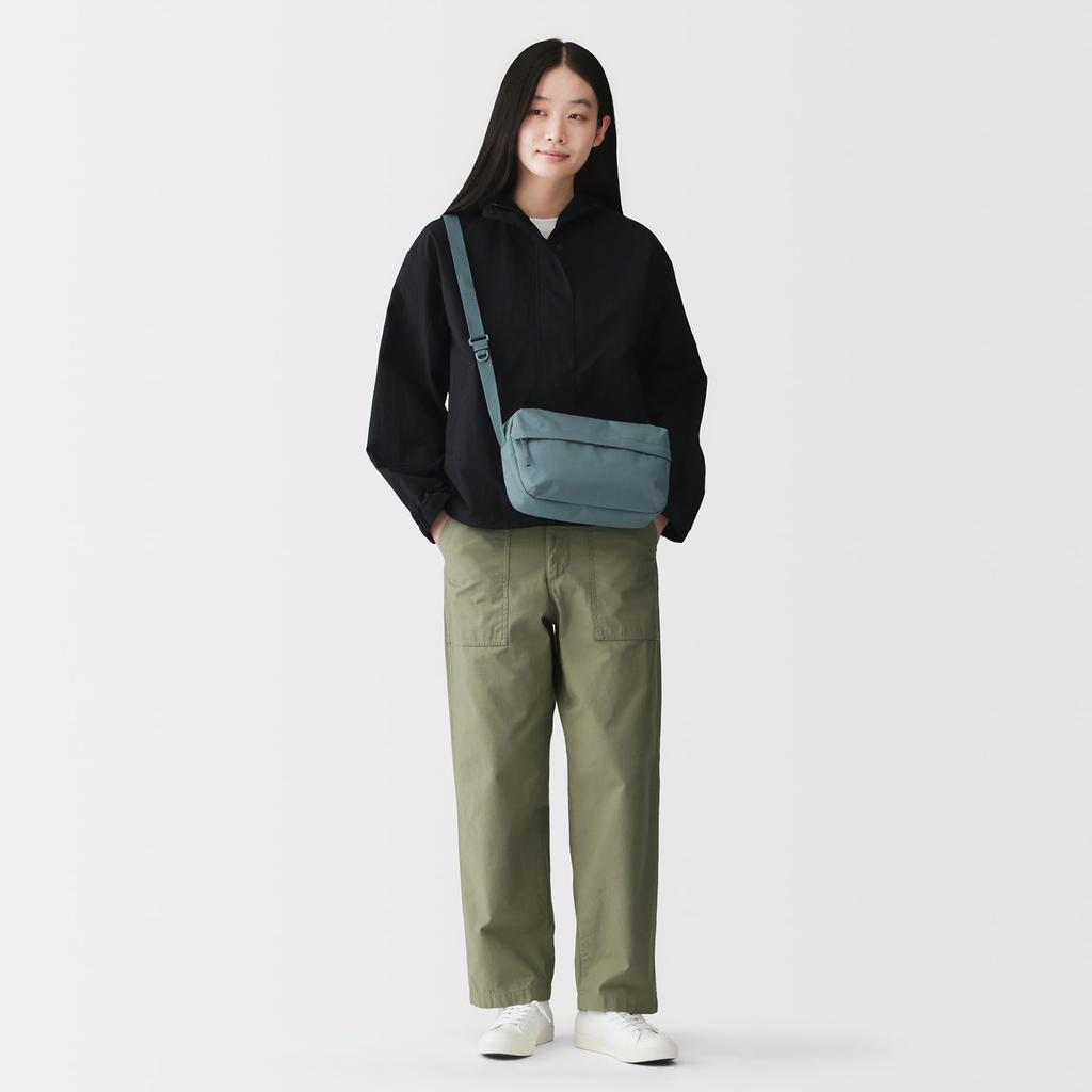 MUJI Recycled Polyester Shoulder Bag with Back Smoky Blue Water-Repellent Pocket, Unisex, Adult, EFD12A6S,
