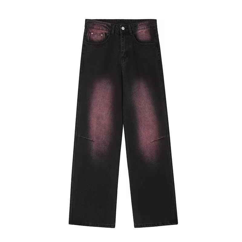 2024 Women's High-Waist Wide-Leg Jeans: Black/Gray, Slim-Fit, Floor-Length