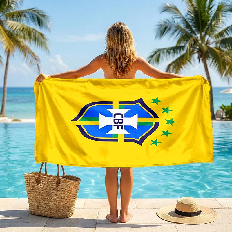 Brasilien Nationalmannschaft Strandtuch Weiches Mikrofaser Sommerhandtuch Schnelltrocknend Saugfähiges Handtuch für Strand Schwimmbad Reisen