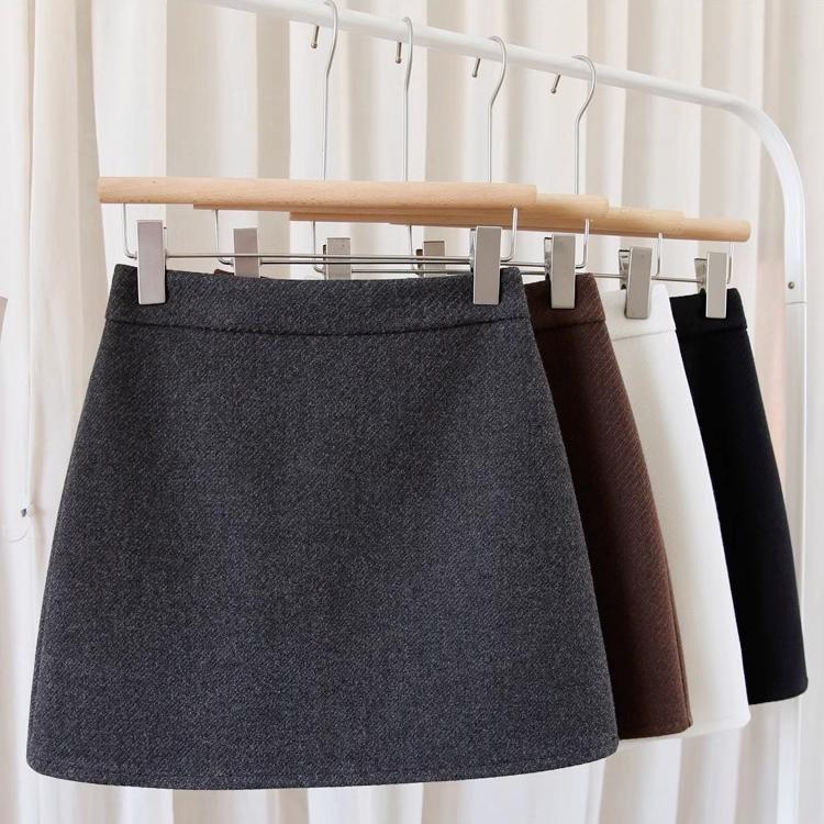 Korean Style Retro Wool Blend A-line High Waist Short Skirt - Women's Trendy, Comfortable Spring/Autumn Inner Wear
