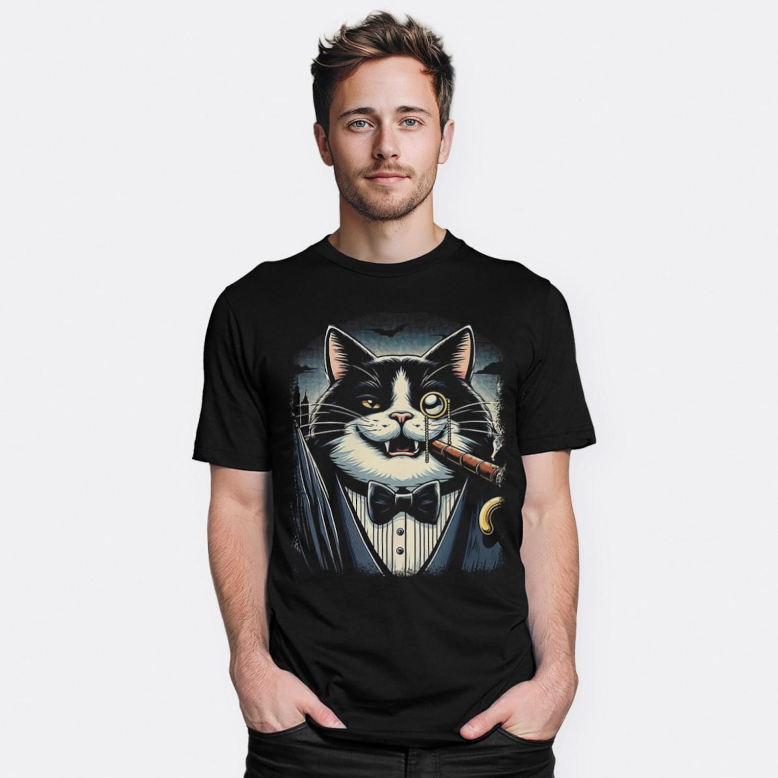 The Penguin Cat Villain T-Shirt, Men s and Women s Sizes (PNG-170718) XL