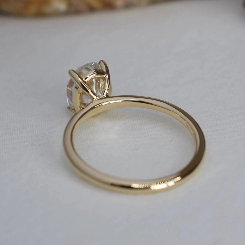 2ct Oval Cubic Zirconia Engagement Ring: Yellow Gold Plated Wedding Proposal Ring: Art Deco Solitaire Bridal jewelry gift for her