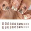 24 Pcs Short Square False Nail Christmas Press On Nail Glittering Artificial Nail Snowflake Full Cover Stick On Nail