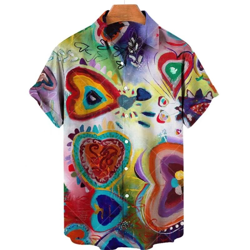 Hawaiian Short Sleeve Shirts For Men Summer Anime Style Graphic Print Cartoon Floral Oversized Original Harajuku Luxury Goth New