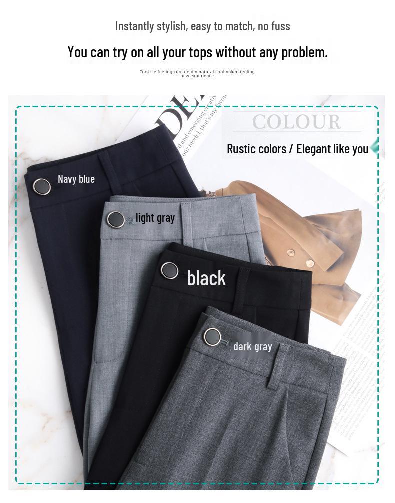 2025 Spring/Summer Women's High-Waist Cigarette Pants: Versatile Fashionable Straight-Leg Suit Trousers