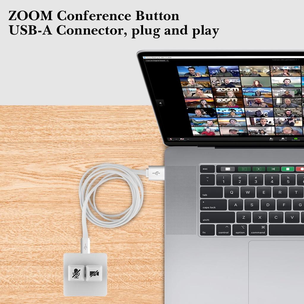 Linkidea USB Zoom Møte Dempeknapp med Video Mikrofon Lyd Zoom App Plug and Play Tastatur Konferansekontroller for Nettbaserte Undervisningstimer og