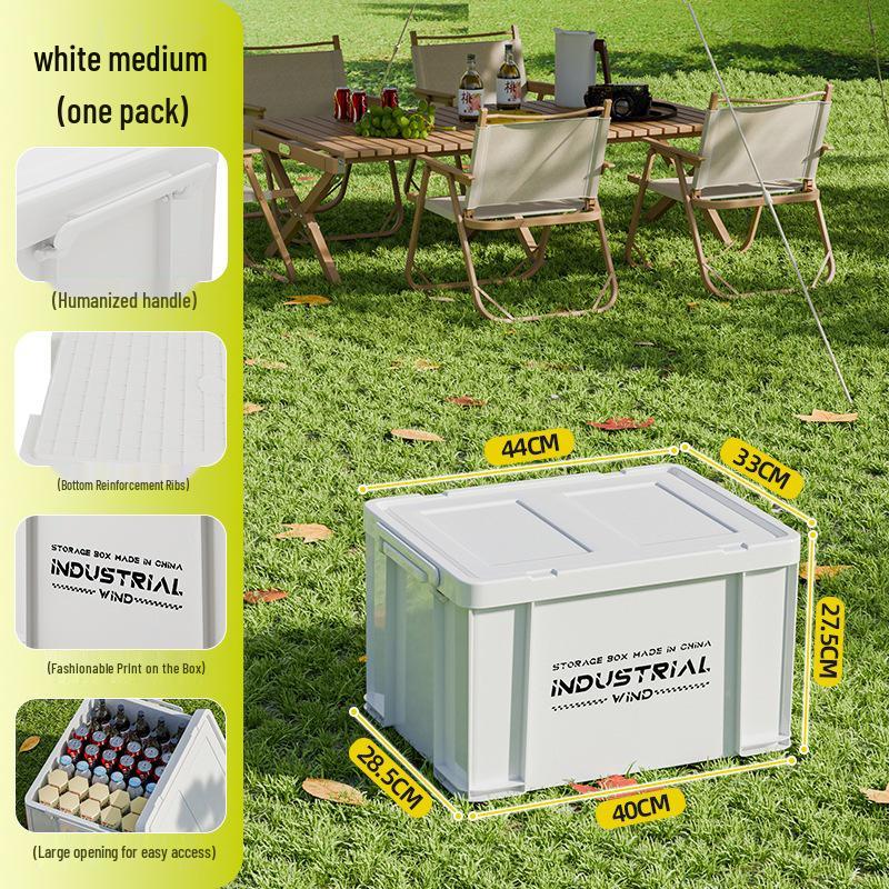 Large Capacity Outdoor Camping Storage Box with Lid - Thick Plastic Car Trunk Organizer