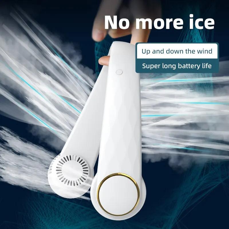 2000mAh Přenosný Venkovní Malý Ventilátor USB Nabíjení Bezlopatkový Závěsný Krční Ventilátor 3 Rychlosti Nastavitelný Bezdrátový Bezlopatkový Krční Ventilátor