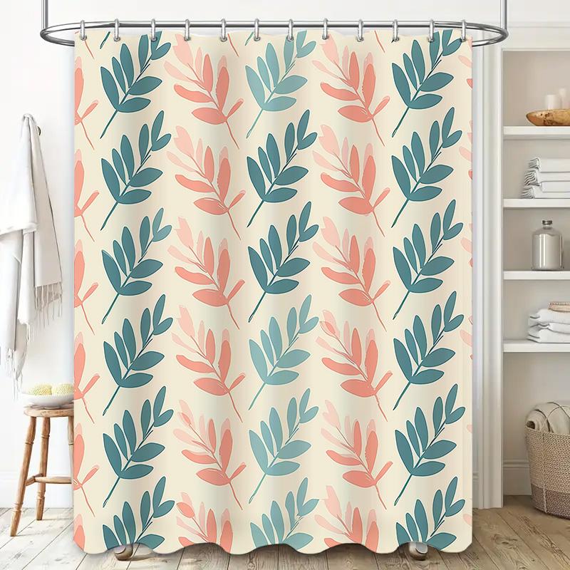 Leaf Print Shower Curtain Waterproof Bathroom Decor 3D Printed Polyester Shower Cloths Bathing Room Decoration Home Supplies Wat