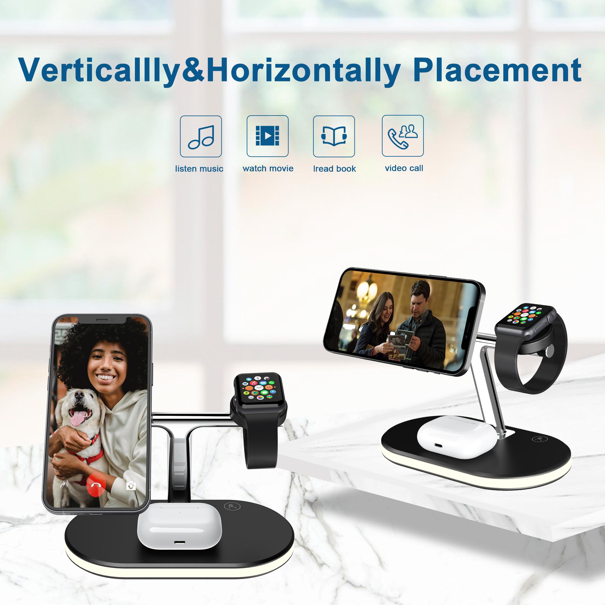 

Магнитное быстрое беспроводное зарядное устройство 3 в 1 для iPhone 14Pro Max 13 12, док-станция для беспроводной зарядки для Apple iWatch 8 7 6 5