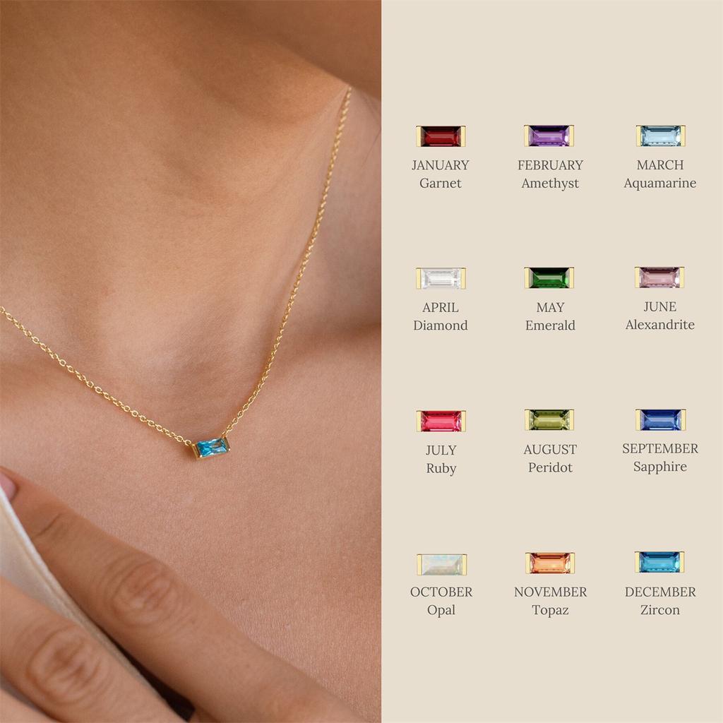 Stainless Steel December Birthstone Necklace 12 Birthstone Pendant Women's Collarbone Chain Necklace