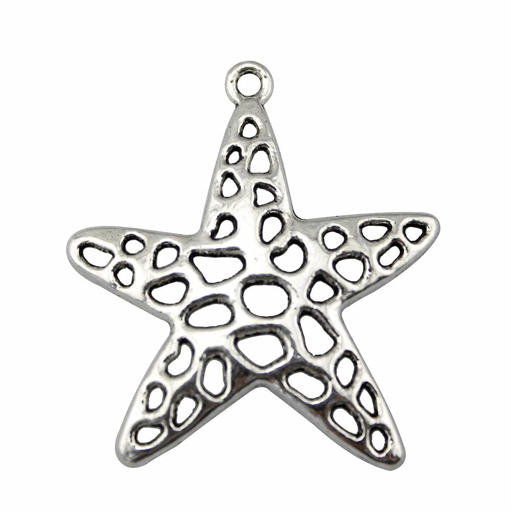 

4шт подвески в виде морской звезды античное серебро цвет цинковый сплав 40х37мм