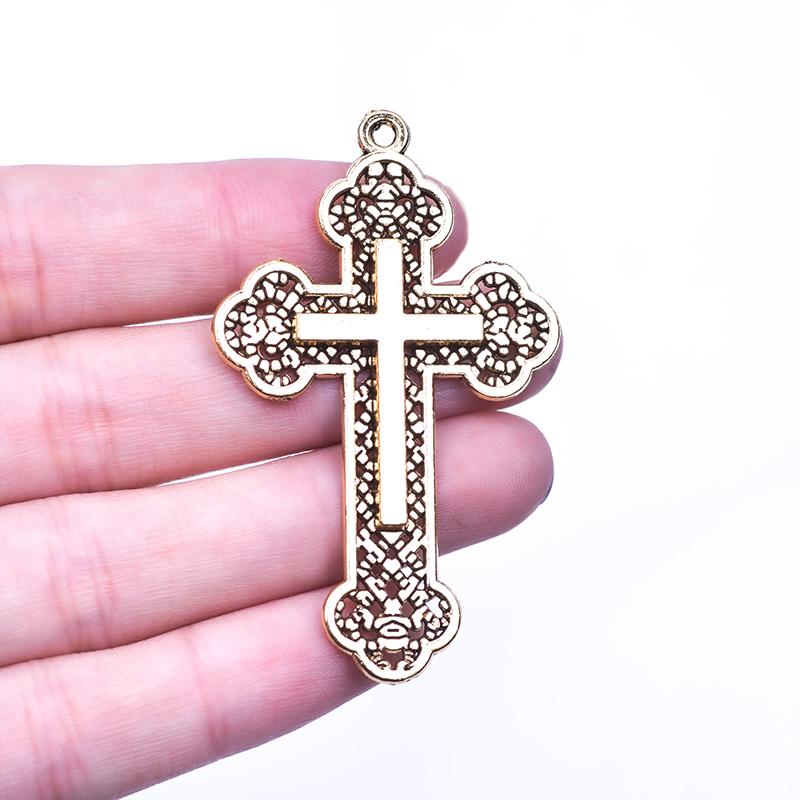 25pcs/Set Lot Vintage Cross Pendant Charms For Jewelry Making Zinc Alloy Jesus Religious Faith Charm Frame Mixed Components