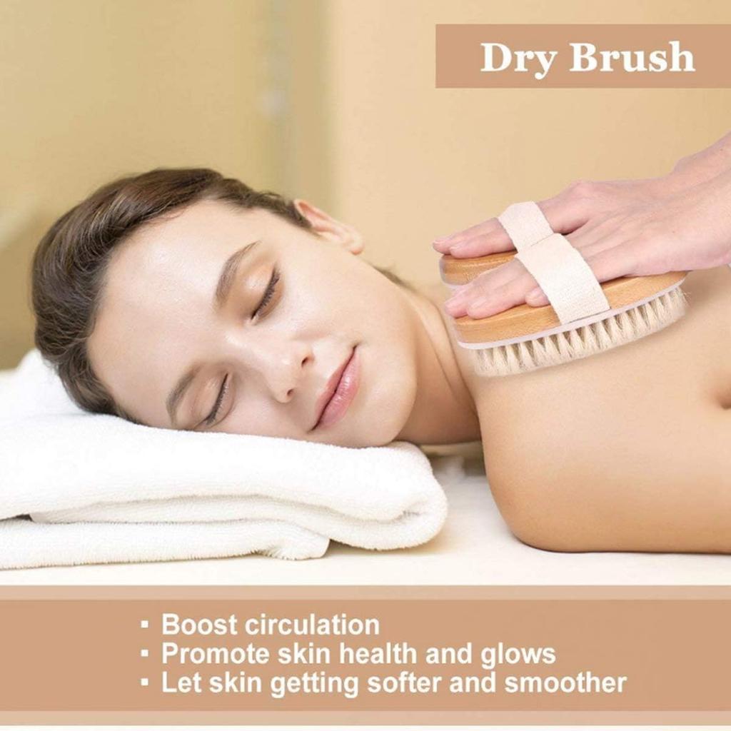 ZONALIYA Dry Skin Body Brush Improves Blood_circulation Skin's Health and Beauty With Natural Bristle | Remove Dead Skin and Toxins, Cellulite Tre