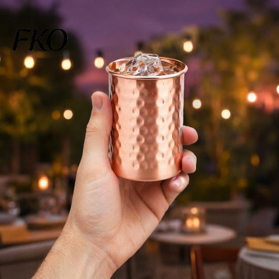 Long-lasting Stainless Steel Cup Hammered Cup, with Stable Base, Durable Wine Reusable Drinking Glass, Easy Care Copper Finish Unique Handcrafted