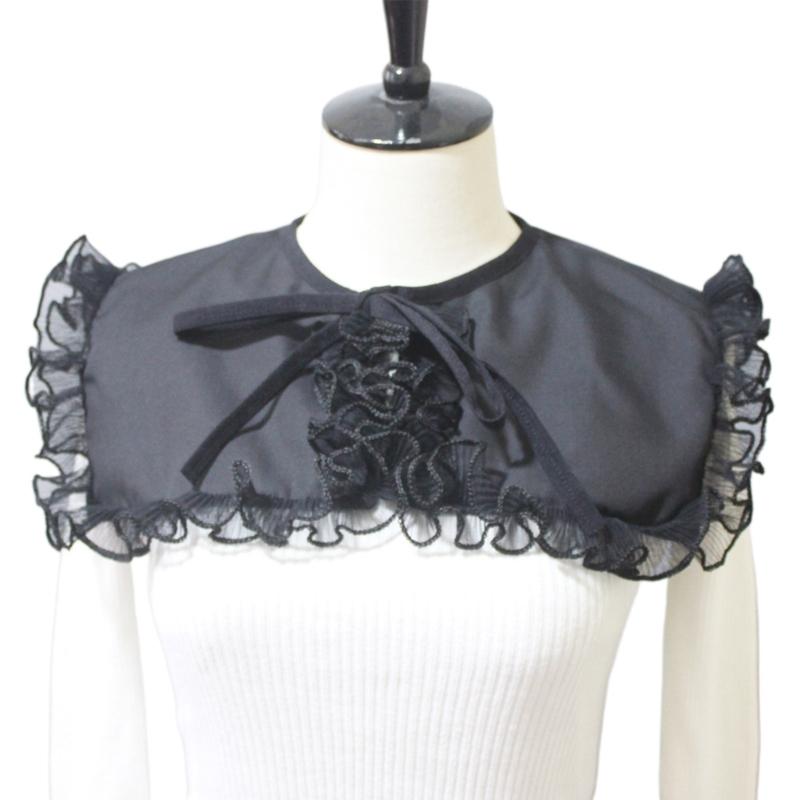 Korean Women White Cotton Fake Collar Shawl Wrap Hollow Out Floral Fish Scales Necklace Scarf Embroidery Short Poncho Dropship