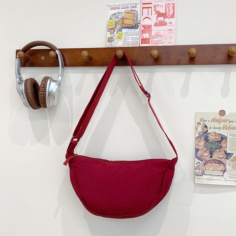 Solid Color Dumpling Bag Women's New Trendy Dumpling Bag Lightweight Shoulder Canvas Bag Satchel Bag Underarm Bag