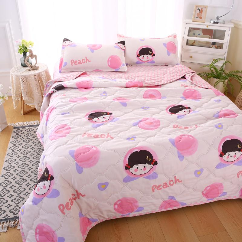 Daisy Printed Quilted Summer Quilt Soft Breathable Single Double Blanket Washable Thin Comforter with Pillowcase