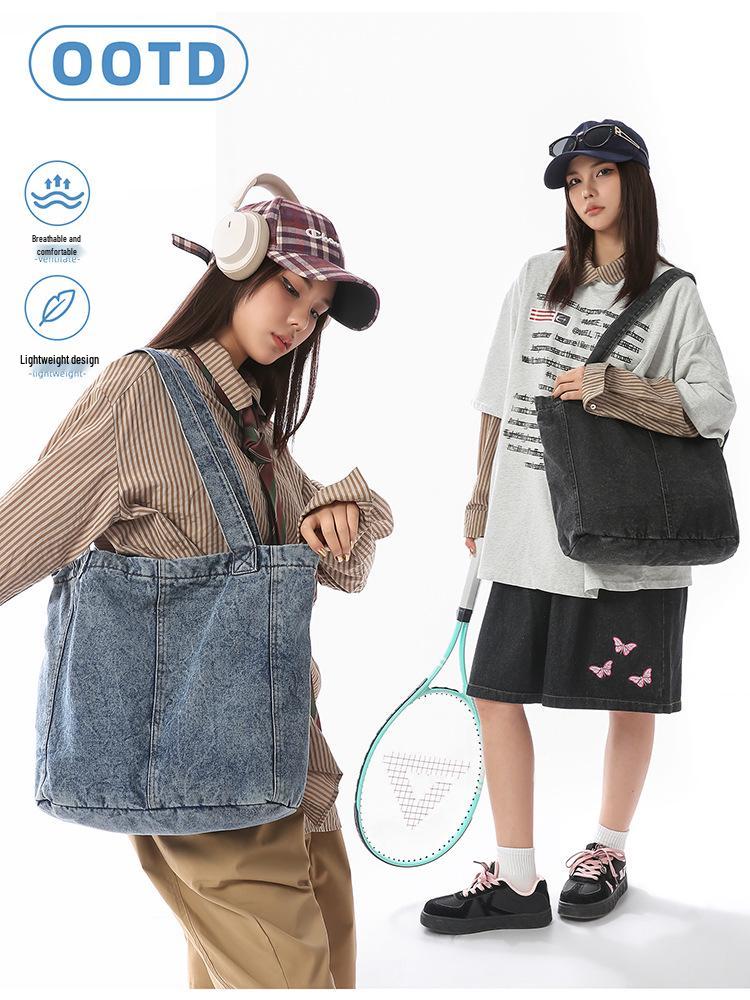 2026 Casual Retro Washed Denim Shoulder Bag, Lightweight, Large Capacity Tote for Daily Commute.