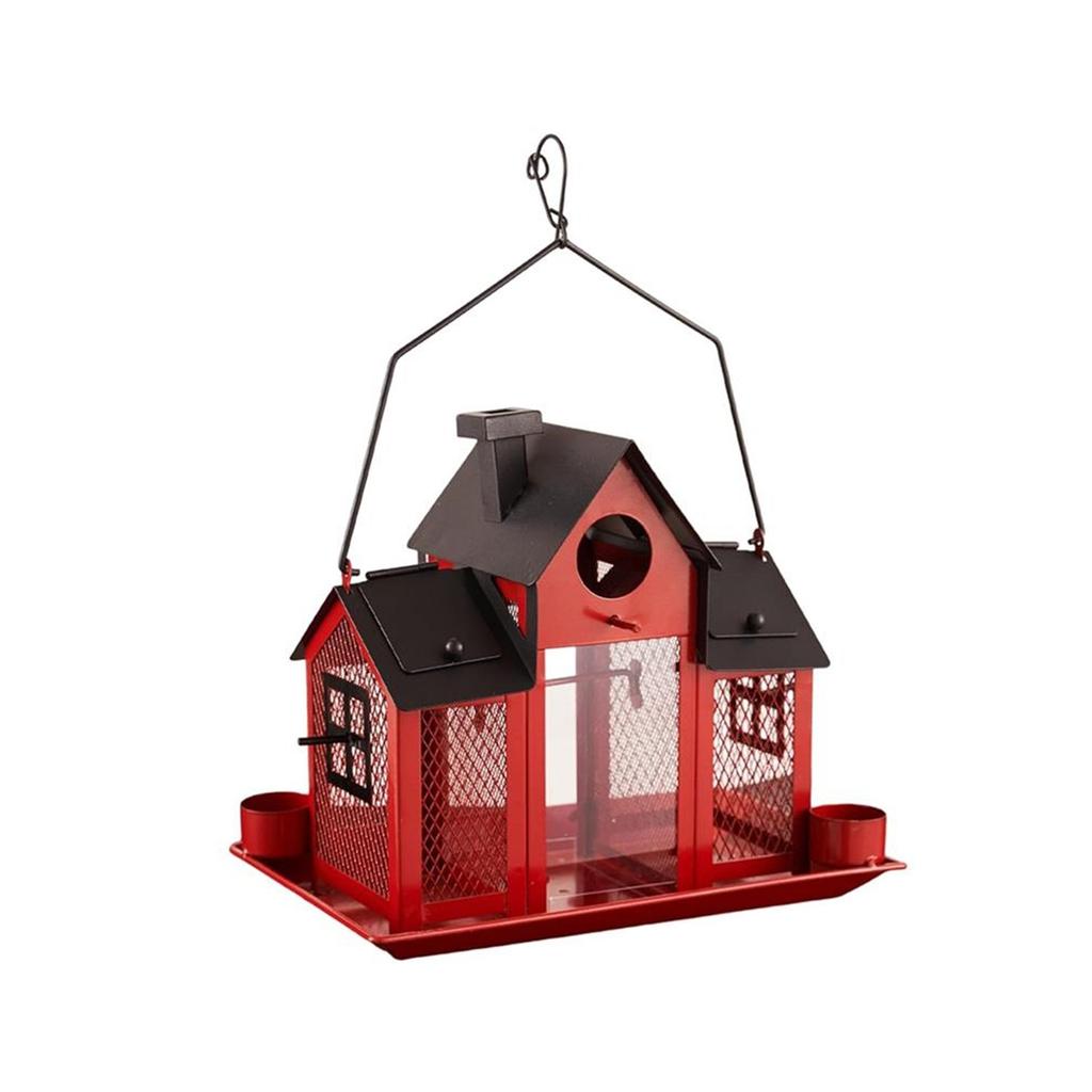 Swing House Bird Feeder Metal Patio Hummingbird Squirrel Feeder With Solar Power