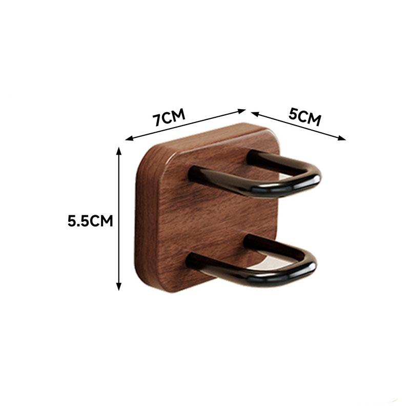 

BEPAN Self-Adhesive Hair Tool Storage Rack Wall Mounted Hairbrush Holder Space-Saving Walnut Wood Hairbrush & Hair Tie Oraganizer Rack