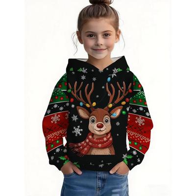 Sudadera con capucha para niños en oferta, patrón de reno navideño, opciones multicolores, ropa de otoño invierno para niños y niñas