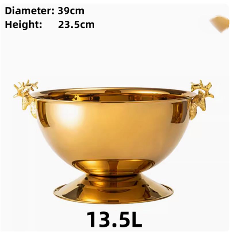 304 stainless steel Deer Head ear GOLD SILVER big ICE BUCKET BOWL CHAMPAGNE Large champagne bar bucket beer bucket basin