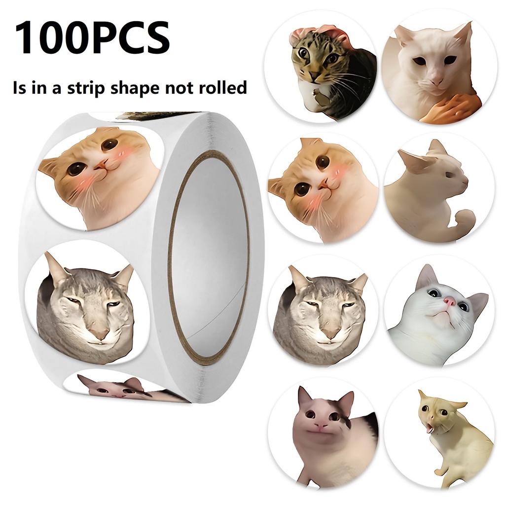 100-500PCS Funny Stickers Cat Cartoon Roll Stickers Animal Packaging Stickers Photocard decor Pack Lables