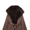Womens Faux Fur Reversible Coat With Belt Long Winter Outerwear Street Style Oversized