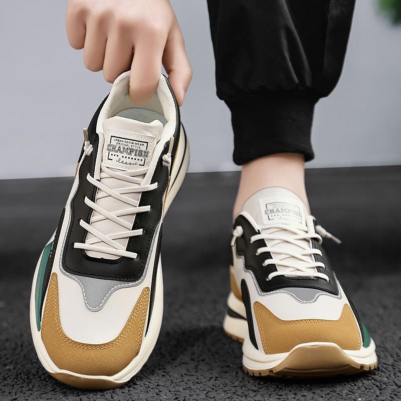 Spring and Autumn New Sports Shoes Men's Shoes Waterproof Casual Men's Shoes Lightweight Soft Sole Student Youth Running Shoes Leather Surface Tide
