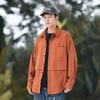 Men's Rust Orange Oversized Shirt Jacket Long Sleeve Button Down Utility Pocket Casual Streetwear Outerwear